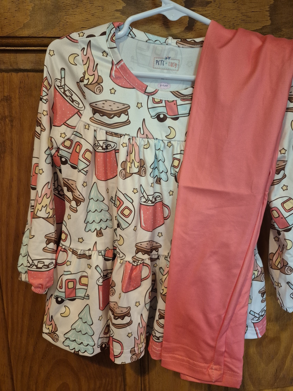 Petti & Lucy Girls' Pink Campfire Graphic Pajama Set